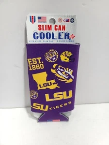 WinCraft LSU Tigers NCAA 2 Sided Design 12 oz. Slim Can Coolers Koozies - Purple - Picture 1 of 3