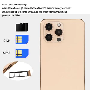 Gold AU Plug I14 ProMax 6.7in 4G Network Cellphone For Andr-oid 12 4GB RAM 1 Set - Picture 1 of 12
