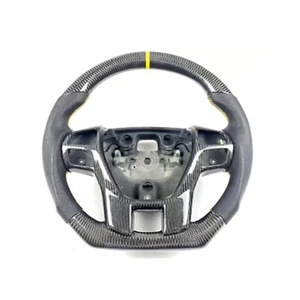 Steering Wheel Leather + Carbon Fibre Yellow Line For Ford Ranger PX2 PX3 15-22 - Picture 1 of 6