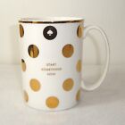 Kate Spade "Start Something New" Coffee Mug Cup - White with Gold Polka Dots