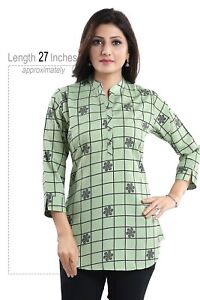  Ethnic Fashion Party Dress Green Kurti Tunic Kurta Casual Top Shirt SC2784