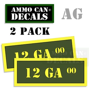 12 GA 00 Ammo Can Box Decal Sticker Set bullet ARMY Gun safety Hunting 2 pack AG - Picture 1 of 2
