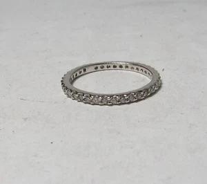 SOLID 14K WHITE GOLD ETERNITY RING / BAND 50 ROUND BRILLIANT NATURAL DIAMONDS - Picture 1 of 3