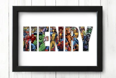 Personalized Marvel Birthday Gift | Avengers WordArt | Spiderman, Iron Man, Hulk