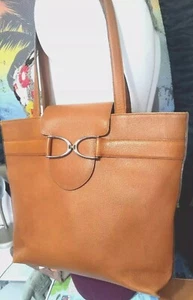 RALPH LAUREN RL96 Sterling Silver HALLMARKED Tan Leather Tote Bag - Picture 1 of 17