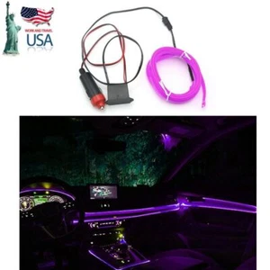 Lámparas de tira de luz LED púrpura para ambiente interior de automóvil 2M cable EL - Imagen 1 de 11