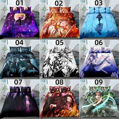 Demon Slayer Twin Full Queen King Bed Duvet Quilt Cover Set Pillowcase Bedding - Image 1 of 4