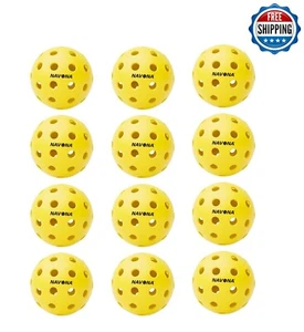 Navona 12 Pack Premium 40-Holes Yellow Outdoor Pickleballs, Free Shipping - Picture 1 of 7