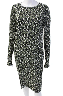 Marni Women Sheath Midi Dress Black Floral Long Sleeve Zip Round Neck Size 1 - Image 1 of 4