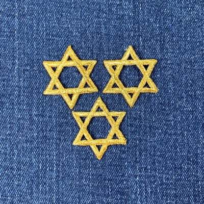 3-Pack Star of David Applique Patch Mini Embroidered Gold Judaism Badge 1" - Image 1 of 2
