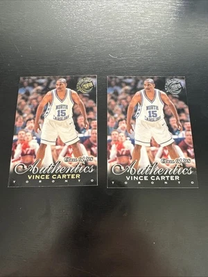 Lote Press Pass Authentics Vince Carter 1999 oro plata Raptors tacones alquitranados raros Foto 1 de 2