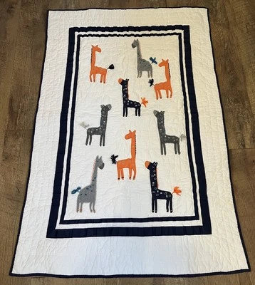 Pottery Barn Kids "Harper Giraffe" Baby Infant Crib Quilt Blanket Safari - Image 1 of 4
