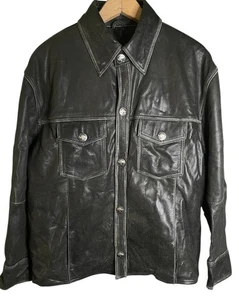 Xelement Mens Biker Motorcycle Leather Jacket Buffalo Snaps Pockets Size S - Picture 1 of 12