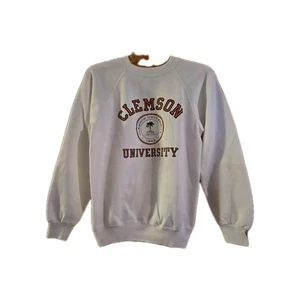 Vintage Clemson University Crewneck Sweatshirt M Medium Hanes Made in USA - Picture 1 of 8