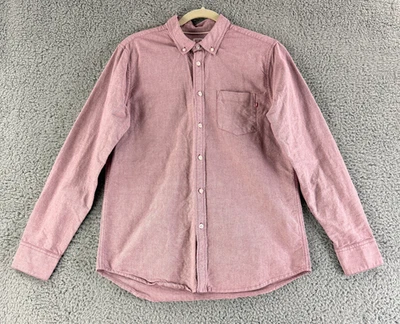 Camisa Obey Abotonada Para Hombre Mediana Roja Manga Larga 100% Algodón Oxford Informal Foto 1 de 4