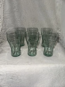 Grüne Coca Cola Gläser Cola 4-3/8" hoch Indiana Glas Vintage 6er Set - Bild 1 von 9