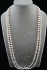 Natural Pearl 46" Round Baroque 9-10mm White Freshwater Pearl Necklace