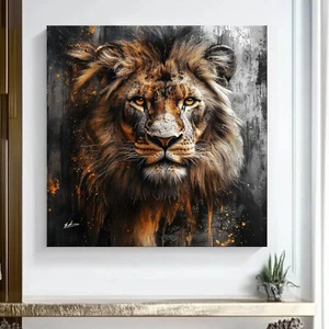Leinwand Bild Löwe Tiere Abstrakt Deko Wandbilder XXL Wohnzimmer Modern 6023A - Bild 1 von 7
