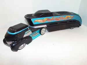 Mattel 2002 Hot Wheels Black Transport Semi Truck Cargo Car Carrier 2pc FCO21472 - Picture 1 of 8