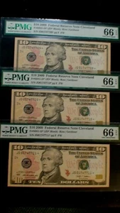 3 CONSECUTIVE 2009 CLEVELAND Ten Dollar PMG GEM UNC 66 EPQ STAR NOTES $10 BILLS! - Picture 1 of 5