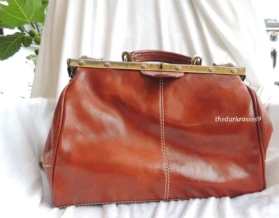 Arzttasche Echtleder Bügeltasche Weekender Arztkoffer Reisetasche vintage  top - Bild 1 von 4