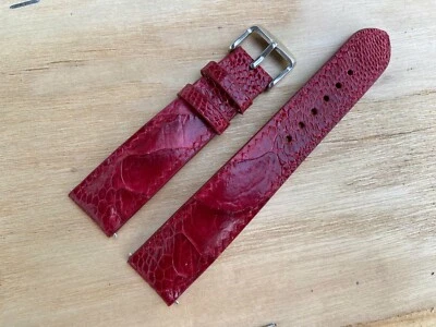 Red Ostrich Leather Watch Strap Band, Size 18mm 19mm 20mm 21mm 22mm 24mm 26mm - Image 1 of 4
