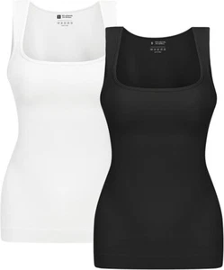 1 Whi/1 Blk Womens Tummy Control Shapewear Tank Tops - Seamless Body Shaper XXL - Picture 1 of 4