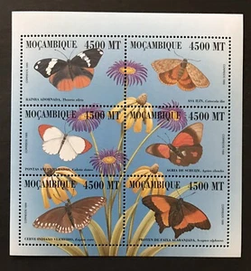 MOZAMBIQUE 2000 MNH BUTTERFLY STAMPS SHEET OF 6 BUTTERFLIES INSECT MOTH FLOWERS - Picture 1 of 1