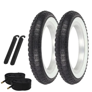 PRO+ Bicycle TIRE 12" 1/2 X 2 1/4" Black/White Comp 3 (2) TIRE TUBE & LEVER - Picture 1 of 1