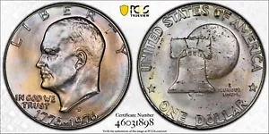 🔥1976 D Eisenhower Dollar T1 PCGS MS65 - EXTRAORDINARY Blue + Gold Toning!🔥 - Picture 1 of 3