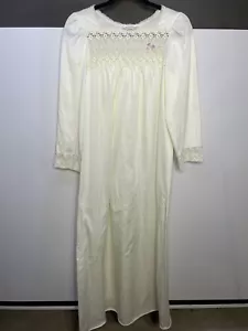 Vanity Fair Nachthemd Damen P Maxi elfenbein gesmokt lang Ballonärmel Flanell - Bild 1 von 8