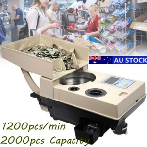 Coin Sort Machine Electronic Coin Counter with Smart Control Panel 1200Coins/Min - Picture 1 of 10