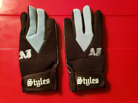 AJ Styles P1 Logo Blue Fight Gloves - Personally Bought at WWE Event Cover