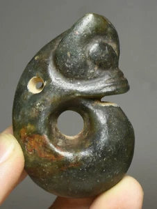 5.5CM China Hongshan Culture Old Jade Carve Pig Dragon Hook Gou Amulet Pendant - Picture 1 of 6