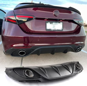 For Alfa Romeo Giulia Sedan 2017-2022 Rear Bumper Diffuser Lip With Exhaust Tips - Picture 1 of 13