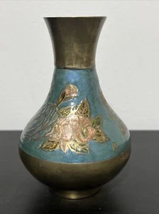 Vintage Vase, Hand Engraved, Painted and Etched, INDIA brass 5” - Picture 1 of 6