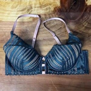 Sujetador Victorias Secret 34B Sujetador con aros forrado azul azulado rosa encaje - Imagen 1 de 6