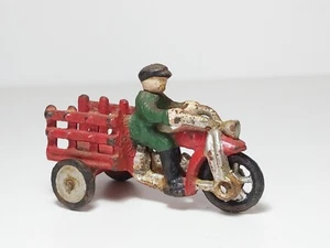 Vintage 1930er Jahre Hubley Toys Gusseisen Motorrad Dreirad 3 Rad Fahrrad - Bild 1 von 10