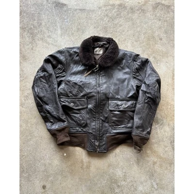Vintage 1992 G-1 Fur Collared Leather Flight Jacket Size 40 Size Small/XS - Image 1 of 4