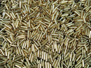 Bugle Beads 6mm Gold Silver Lined 1kg Glass Tube Long Hollow - Picture 1 of 2