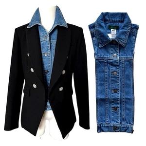 $200 Dickey Compatible with VERONICA BEARD Blazer Denim Jacket Light Blue 00-14 - Picture 1 of 11