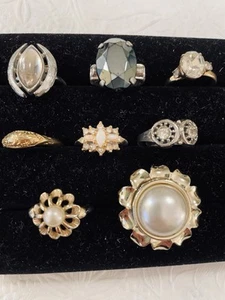 Rings Costume Fashion Jewelry Lot 8 Pieces 5 Adjustable, 2 Sz 5.5, 1 Size 7 - Picture 1 of 10