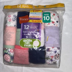 Hanes Girls Tagless Super Soft Cotton Briefs 12 pack Size 10 + 1 Free pair - Picture 1 of 5