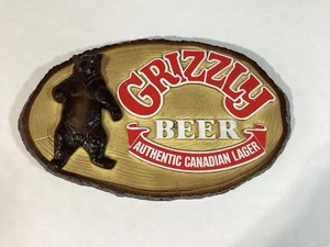 Vintage Grizzly Beer Authentic Canadian Lager Plastic Wall Sign Art Decor - Picture 1 of 1