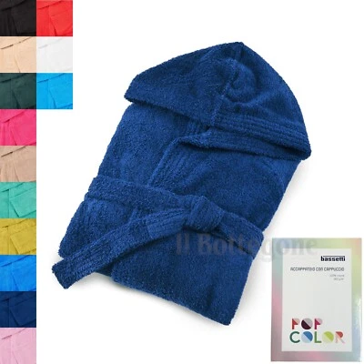 Accappatoio in spugna Bassetti con cappuccio uomo donna taglia XS S M L XL XXL