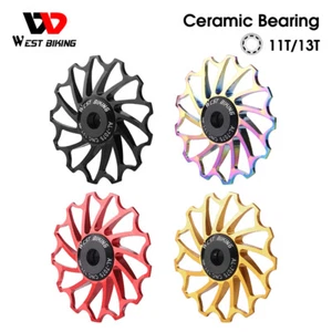 West Biking cuscinetto in ceramica bicicletta ruota posteriore deragliatore ruota di guida puleggia - Foto 1 di 19