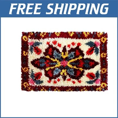Colorful Latch Hook Rug Kit for Adults - Relaxing DIY Craft for Home Decor - Image 1 of 4