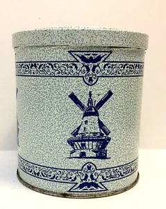 Valleybrook Farms EMPTY Dainty Round Tin Covered Blue White Windmill - Picture 1 of 8