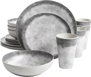 Home Granite Organic Round Melamine Plastic Dinnerware Set,Service for Four (16 - Picture 1 of 8