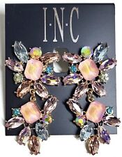 INC Crystal Flower Dangle Earrings Iridescent Pastel Multi Goldtone New with Tag
